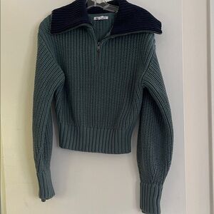 Athleta Teal Sweater with Navy Collar
